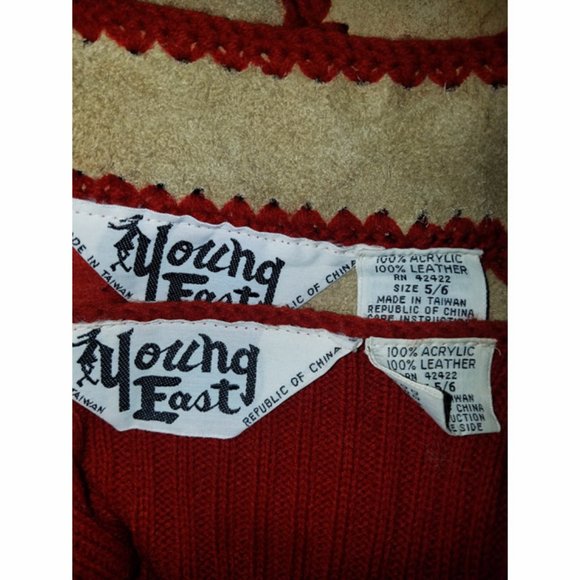 Vtg 70s Two Tone Suede Leather Patchwork Skirt Vest Set 5/6 - Picture 10 of 11